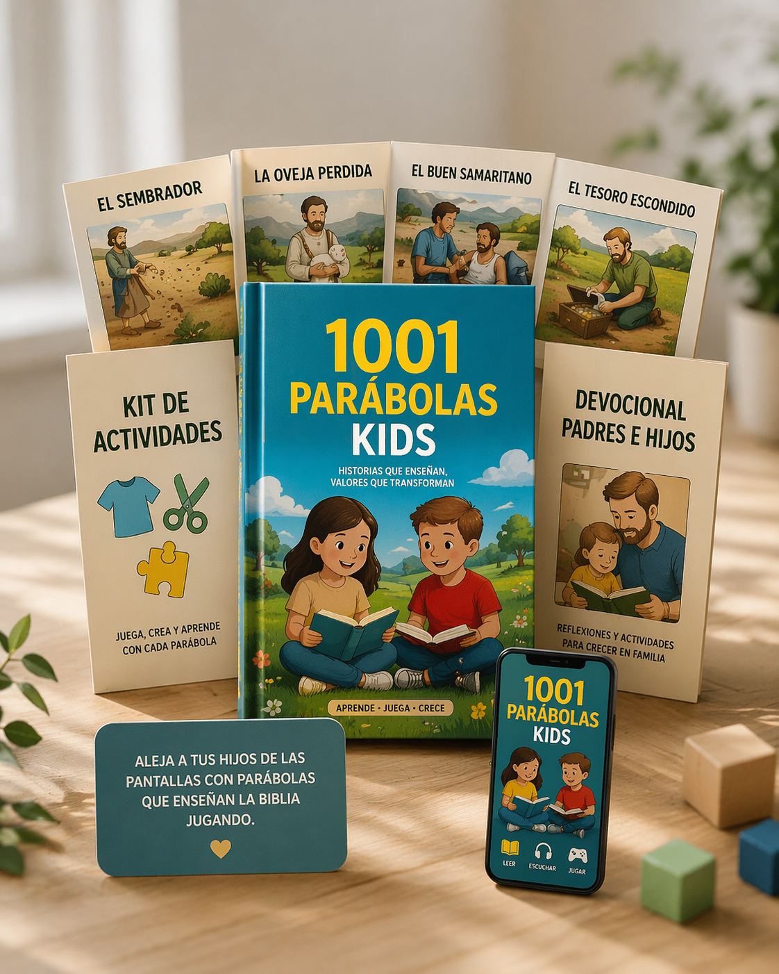 Kit completo Mini Mentes con Fe con libro 1001 Parábolas Kids, devocional y actividades